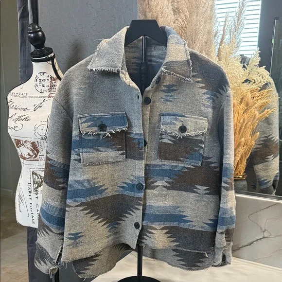 Aztec Patterned Button-Up Jacket - Picture 1 of 5